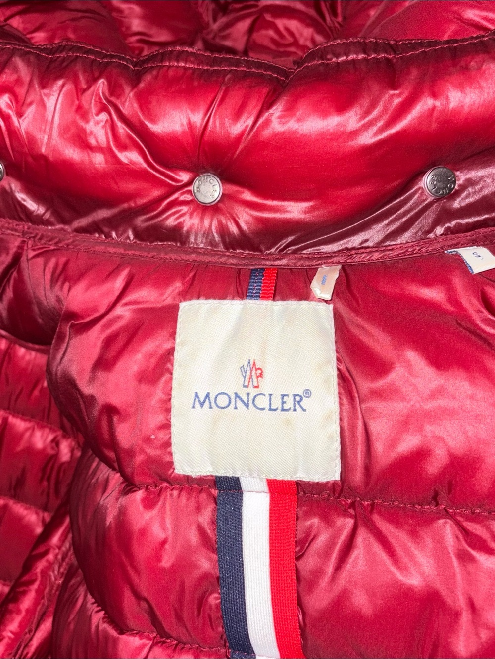 Moncler women’s Shiny Red Quilted Puffer Jacket